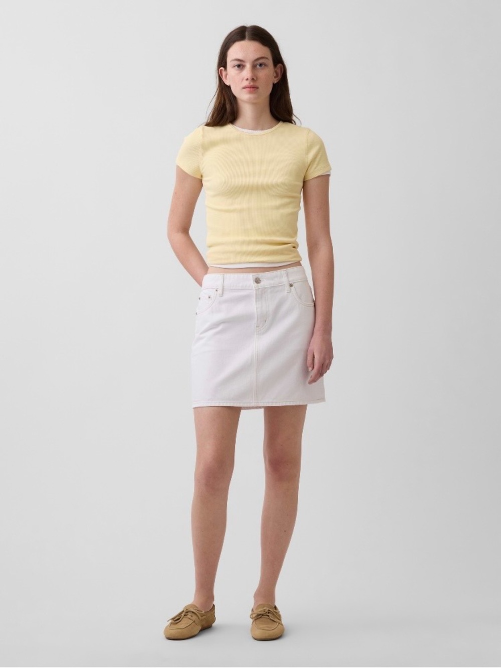 Gap Y2K Denim Mini Skirt in White Size 10 Tall